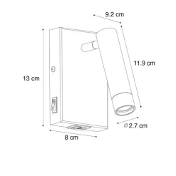 QAZQA Professional Moderne Wandleuchte schwarz mit verstellbarem USB - Croft