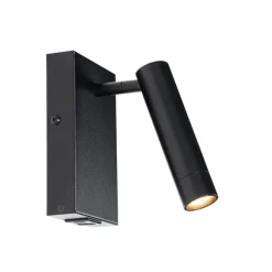 QAZQA Professional Moderne Wandleuchte schwarz mit verstellbarem USB - Croft