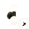 QAZQA Moderne Wandleuchte schwarz IP44 2-flammig - Cederic