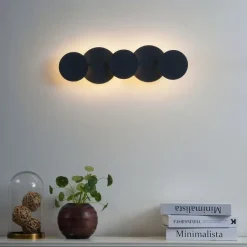 QAZQA Moderne Wandleuchte Schwarz inkl. LED 3-Stufen-Dimmbar 5-Lichter - Sunrise