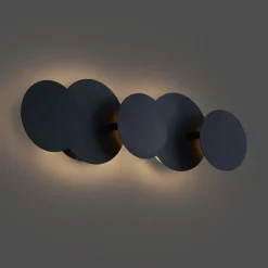 QAZQA Moderne Wandleuchte Schwarz inkl. LED 3-Stufen-Dimmbar 5-Lichter - Sunrise