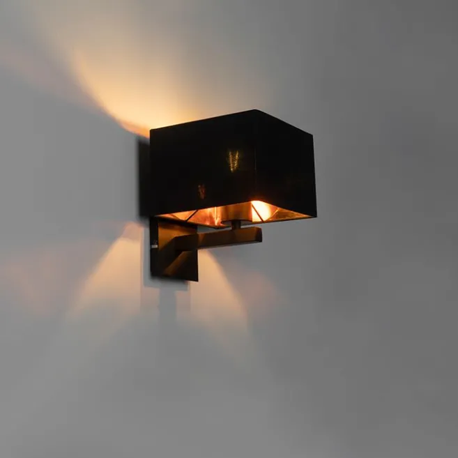 QAZQA Moderne Wandleuchte schwarz mit Gold - VT 1