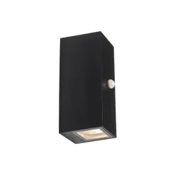 QAZQA Moderne Wandleuchte schwarz IP44 mit Bewegungsmelder - Baleno II