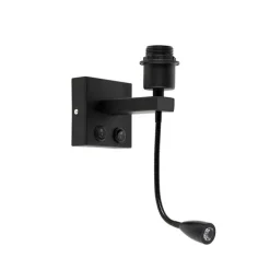 QAZQA Moderne Wandleuchte schwarz mit Flexarm - Brescia Combi