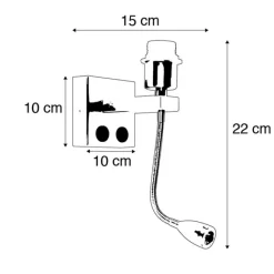 QAZQA Moderne Wandleuchte schwarz mit Flexarm - Brescia Combi