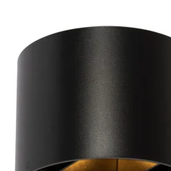 QAZQA Moderne Wandleuchte Schwarz mit rundem Lichteffekt - Edwin