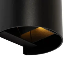 QAZQA Moderne Wandleuchte Schwarz mit rundem Lichteffekt - Edwin