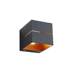 QAZQA Moderne Wandleuchte schwarz mit goldener Innenseite inkl. LED und Touch-Dimmer wiederaufladbar - Joris Groove
