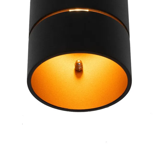 QAZQA Moderne Wandleuchte schwarz mit goldenem Innenleben – Ria