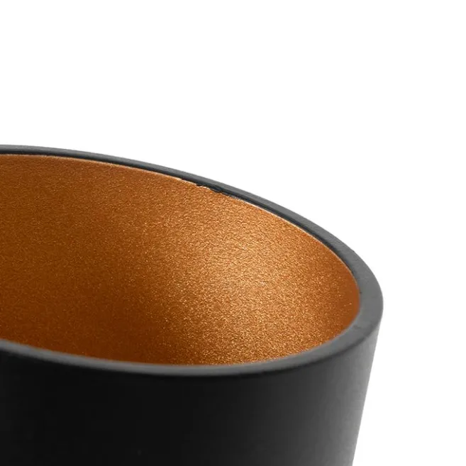 QAZQA Moderne Wandleuchte schwarz mit goldenem Innenleben – Ria