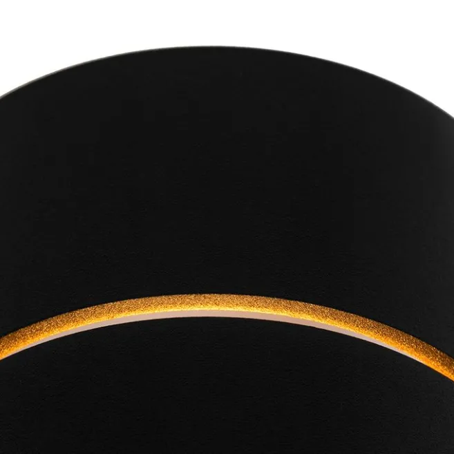 QAZQA Moderne Wandleuchte schwarz mit goldenem Innenleben – Ria