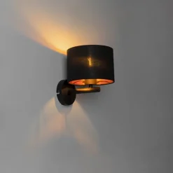 QAZQA Moderne Wandleuchte schwarz mit Gold - VT 1