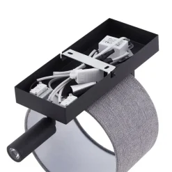 QAZQA Moderne Wandleuchte schwarz mit grauer Rund- und Leselampe – Apulien