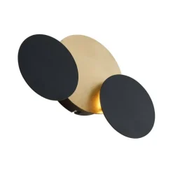 QAZQA Moderne Wandleuchte Schwarz mit Gold inkl. LED 3-Stufen-Dimmbar 3-Lichter - Sunrise 3