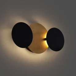 QAZQA Moderne Wandleuchte Schwarz mit Gold inkl. LED 3-Stufen-Dimmbar 3-Lichter - Sunrise 3