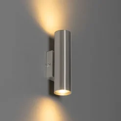 QAZQA Moderne Wandleuchte Stahl 2-flammig - Jeana