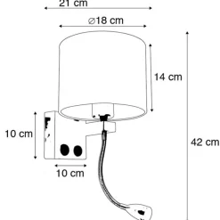QAZQA Moderne Wandleuchte Stahl mit grauem Schirm - Brescia