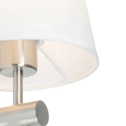 QAZQA Moderne Wandleuchte Stahl mit weißem Schirm - Pluk