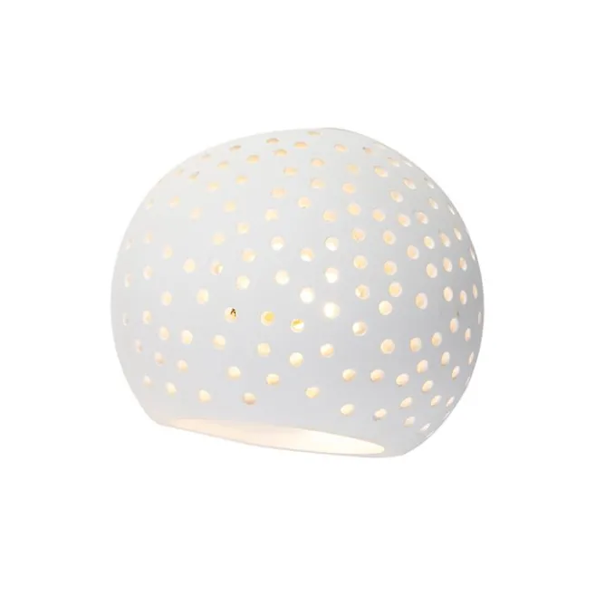 QAZQA Moderne Wandleuchte Weiß Gips Kugel mit Lichteffekt - Blur