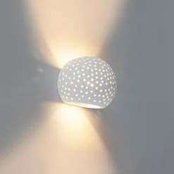 QAZQA Moderne Wandleuchte Weiß Gips Kugel mit Lichteffekt - Blur