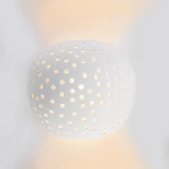 QAZQA Moderne Wandleuchte Weiß Gips Kugel mit Lichteffekt - Blur
