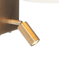 QAZQA Moderne Wandleuchte weiß und bronze mit Leselampe - Renier