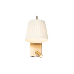 QAZQA Moderne Wandleuchte weiß und bronze mit Leselampe - Renier