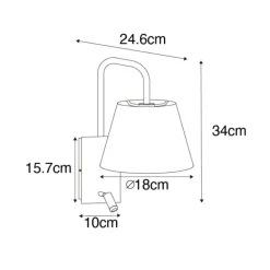 QAZQA Moderne Wandleuchte weiß und bronze mit Leselampe - Renier