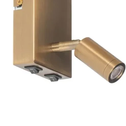 QAZQA Moderne Wandleuchte weiß und bronze mit Leselampe - Renier