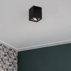 QAZQA Moderner Aufbaustrahler Schwarz Dreh- und Kippbar - Quadro 1 Up