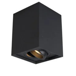 QAZQA Moderner Aufbaustrahler Schwarz Dreh- und Kippbar - Quadro 1 Up