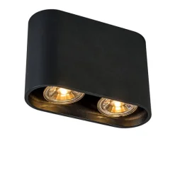 QAZQA Moderner Aufbaustrahler schwarz 2-flammig GU10 50mm - Ronda