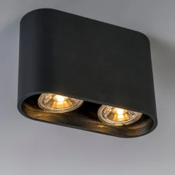 QAZQA Moderner Aufbaustrahler schwarz 2-flammig GU10 50mm - Ronda