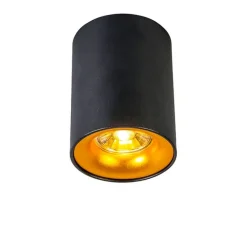 QAZQA Moderner Aufbaustrahler Schwarz mit Gold - Ronda