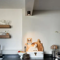 QAZQA Moderner Badezimmerfleck schwarz rund IP44 - Capa