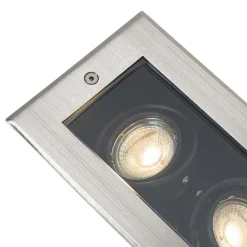 QAZQA Moderner Bodenstrahler aus Stahl, 2-flammig, verstellbar, IP65 – Oneon