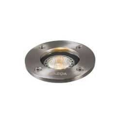 QAZQA Moderner Bodenstrahler aus Edelstahl - Basic Round