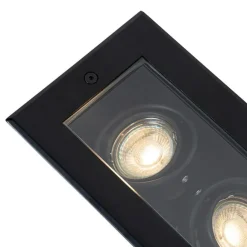 QAZQA Moderner Bodenstrahler schwarz 2-flammig verstellbar IP65 - Oneon