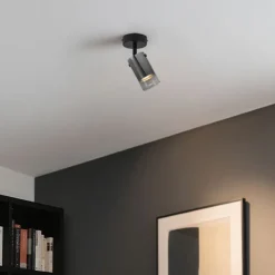 QAZQA Moderner Deckenspot Gunmetal mit verstellbarem Glas - Drain