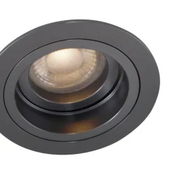 QAZQA Moderner Einbaustrahler Gunmetal GU10 50 mm rund schwenkbar - Chuck