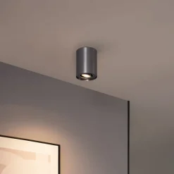 QAZQA Moderner Einbaustrahler Gunmetal GU10 50mm schwenkbar - Rondoo Up