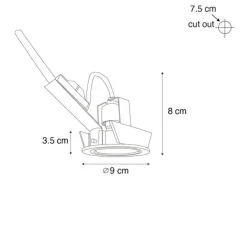 QAZQA Moderner Einbaustrahler Gunmetal GU10 50 mm rund schwenkbar - Cisco