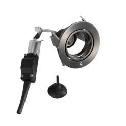 QAZQA Moderner Einbaustrahler Gunmetal GU10 50 mm rund schwenkbar - Cisco