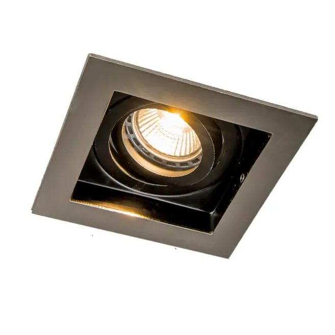 QAZQA Moderner Einbaustrahler Stahl mit Schwarz Dreh- und Schwenkbar - Carree