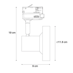 QAZQA Professional Moderner Schienenstrahler schwarz für 3-Phasen-Schienensystem GU10 111 mm - 3-Phasen Jeany