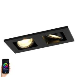 QAZQA Moderner Smart Einbau Spot schwarz inkl. 2 Wifi GU10 - Qure