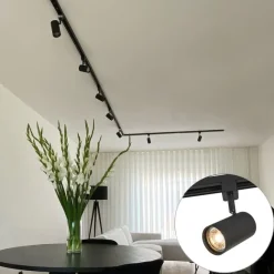 Kinder QAZQA Modernes 1-Phasen-Schienensystem mit 10 Spots schwarz - Jeana