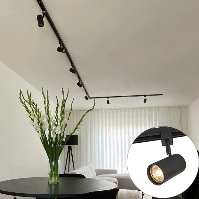 Kinder QAZQA Modernes 1-Phasen-Schienensystem mit 10 Spots schwarz - Jeana