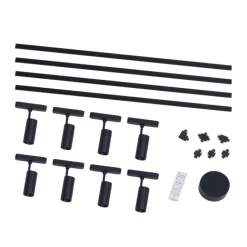 QAZQA Modernes Schienensystem mit 8 schwarzen Strahlern 1-phasig 400 cm - Magnetic Gert