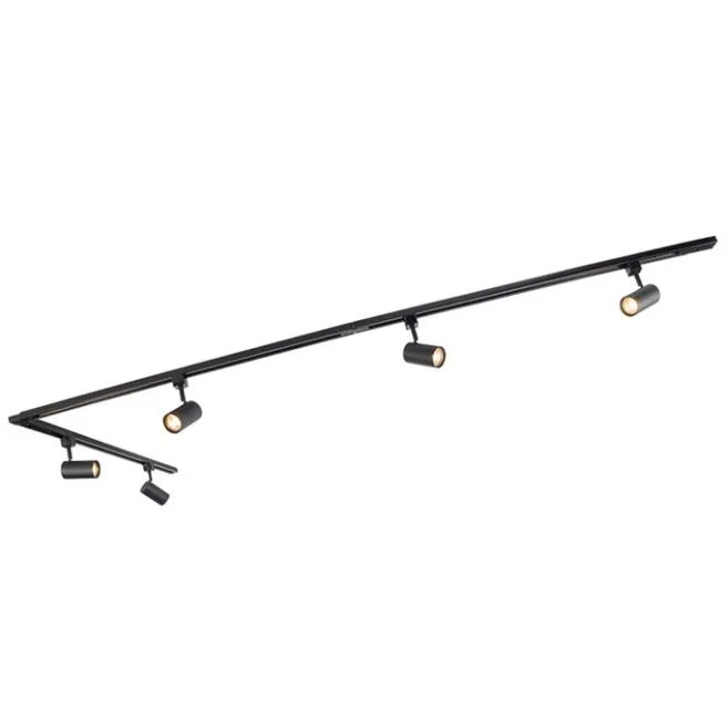 Kinder QAZQA Modernes Schienensystem mit 5 Strahlern Schwarz 1-phasig - Iconic Jeana